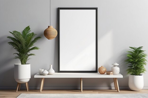 Modèle d'intérieur en blanc avec décoration