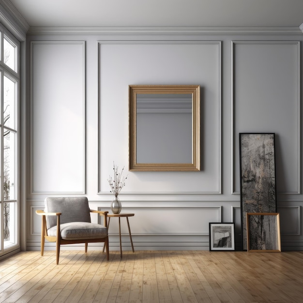 Modèle d'intérieur classique avec un mur blanc