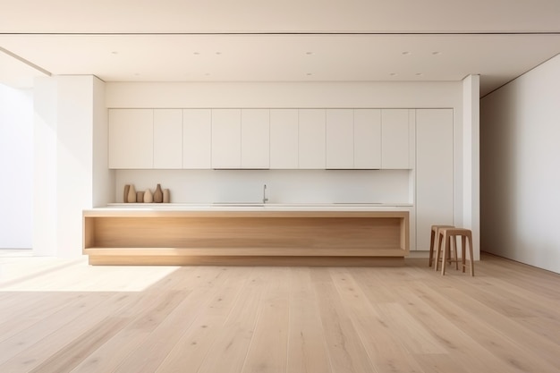 Modèle d'intérieur de cuisine moderne de style minimaliste blanc