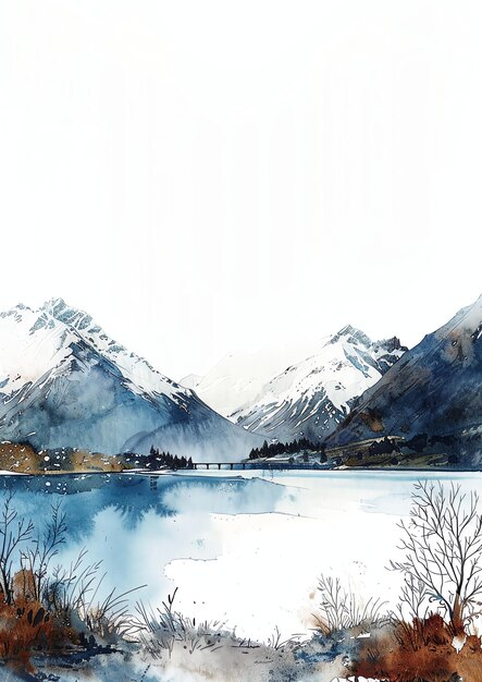 Photo modèle d'invitation de mariage à l'aquarelle du paysage de queenstown en nouvelle-zélande