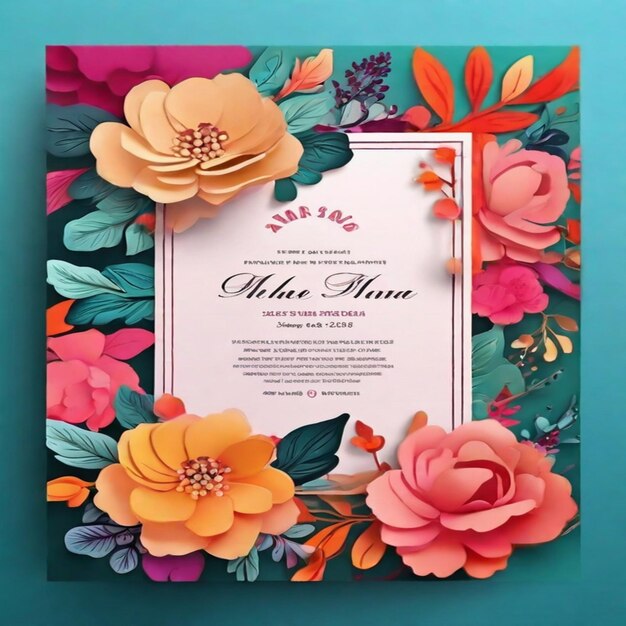 Photo modèle d'invitation de mariage luxueux et floral