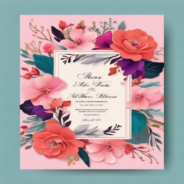 Photo modèle d'invitation de mariage luxueux et floral