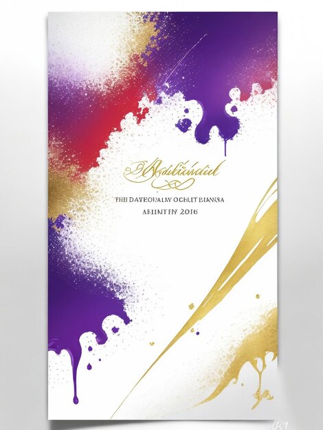 Photo modèle d'invitation pour une fête festive avec des confettis multicolores brillants tombant sur un fond violet