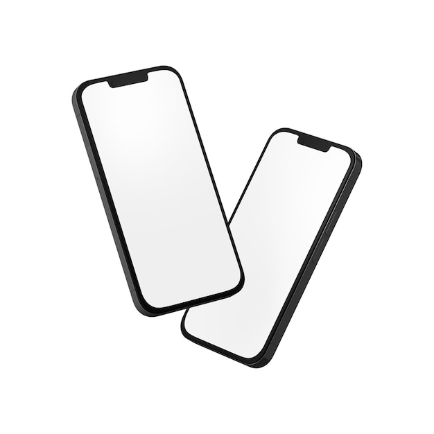 Modèle d'Iphone blanc vierge isolé sur fond blanc