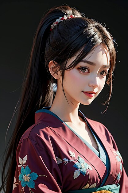 Modèle japonais de jeune fille belle portant un beau kimono fond d'écran de beauté exquise