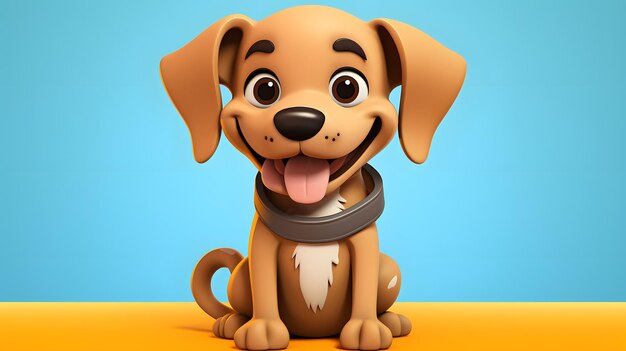 Modèle de jouet de figure de chien mignon rendu en 3D style d'animation de dessin animé conception du produit