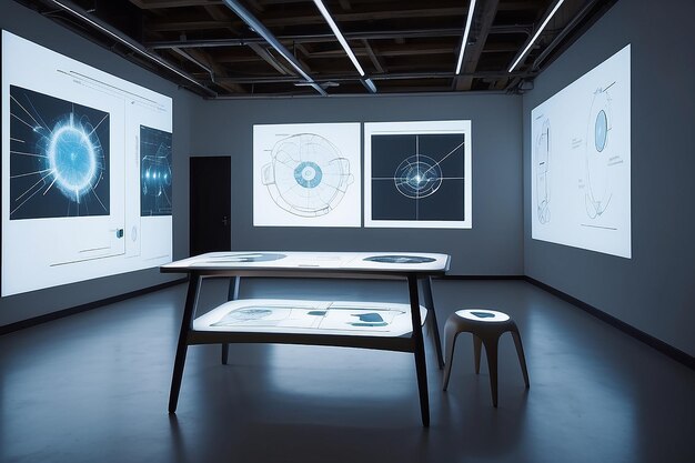 Modèle de laboratoire de technologie de meubles avec projection mappée