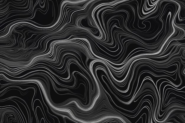 Modèle de ligne topographique de contour abstrait en noir et blanc