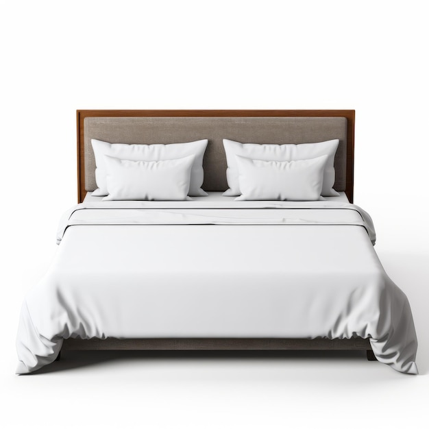 Modèle de lit blanc ultra réaliste sur fond blanc