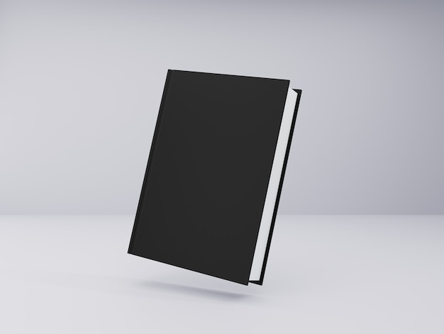 Modèle de livre avec couverture noire sur fond gris