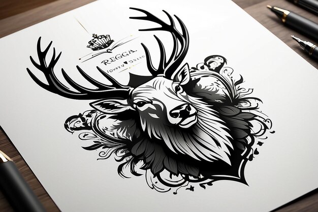 Modèle de logo du cerf royal Majesté et vitalité