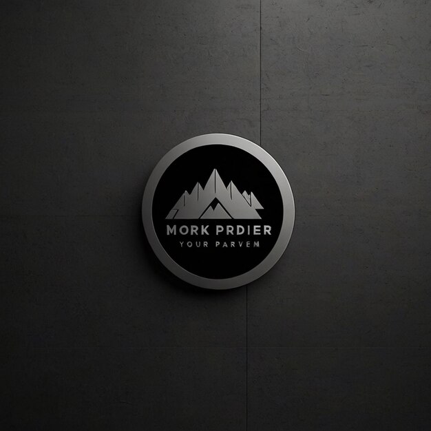 Photo modèle de logo gris foncé sur le mur du bureau