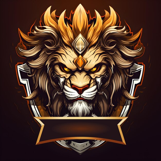 Photo le modèle de logo de lion head esport