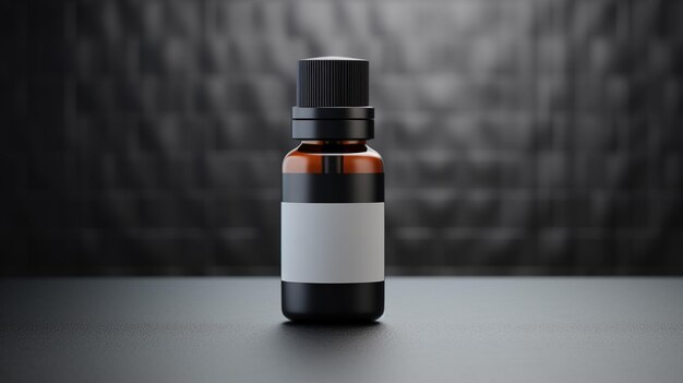 modèle de logo petite bouteille de goutte 10 ml avec une étiquette blanche pour la présentation et l'affichage du produit en studio