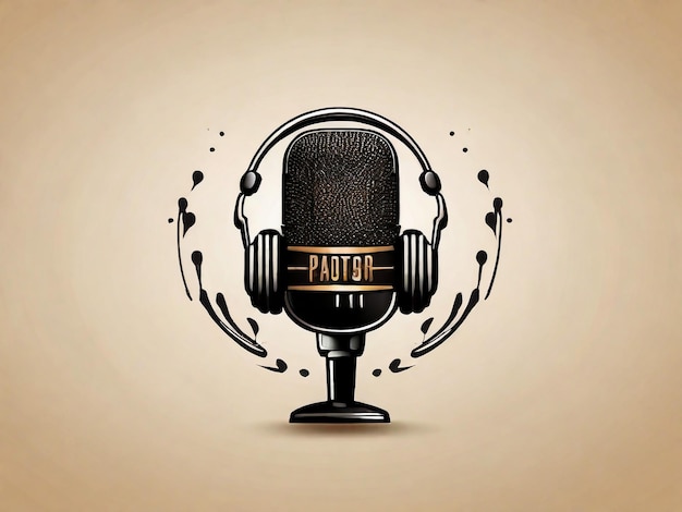 modèle de logo de podcast avec microphone