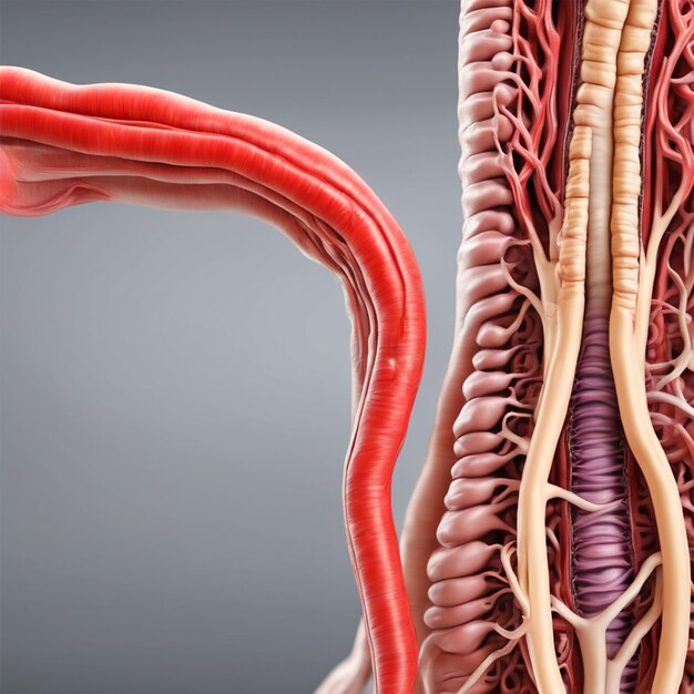 modèle d'un long vaisseau intestinal une anatomie 32k uhdsharp super focus détail fin image parfaite