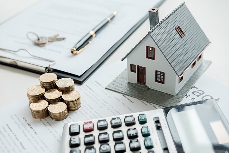 Photo modèle de maison avec agent immobilier et client discutant d&#39;un contrat d&#39;achat de maison, d&#39;assurance ou de prêt immobilier.