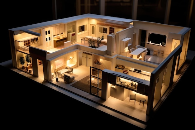 D modèle de maison imprimé présentant l'aménagement intérieur créé avec l'AI générative