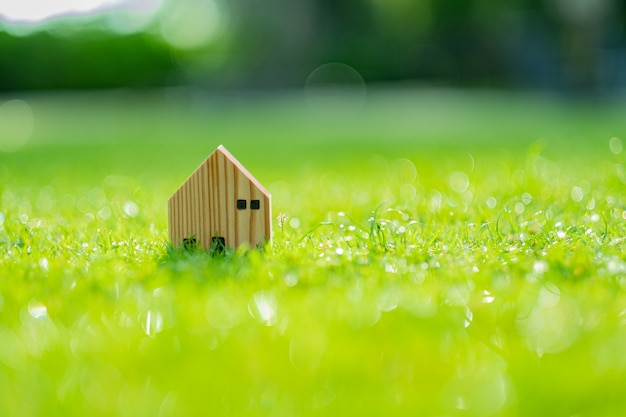 modèle de maison miniature sur fond d'herbe
