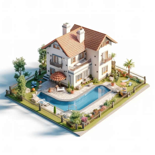 Un modèle de maison avec piscine et de maison avec piscine.