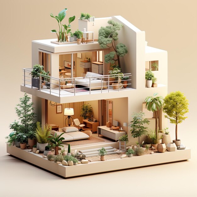 Photo un modèle de maison avec une plante sur le dessus