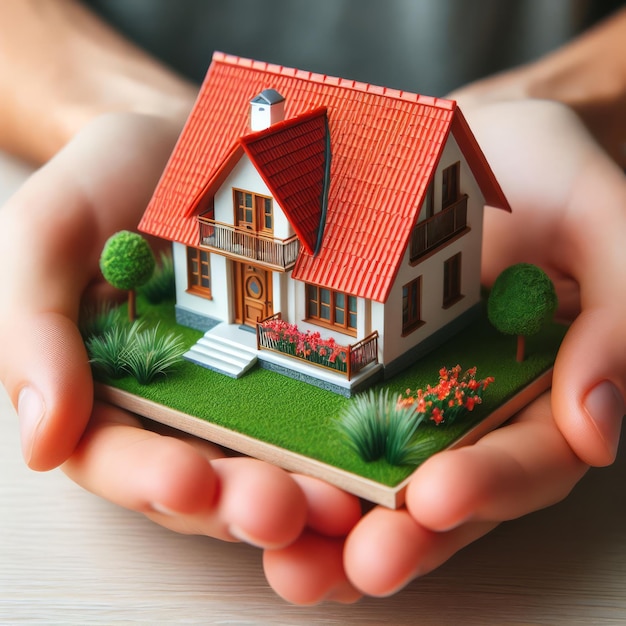 Photo modèle d'une maison privée dans les mains