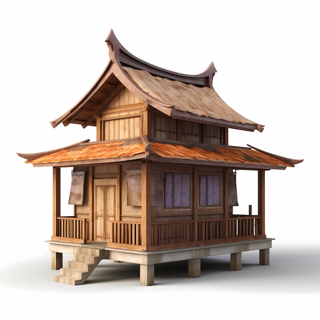Un modèle de maison avec un toit en pagode