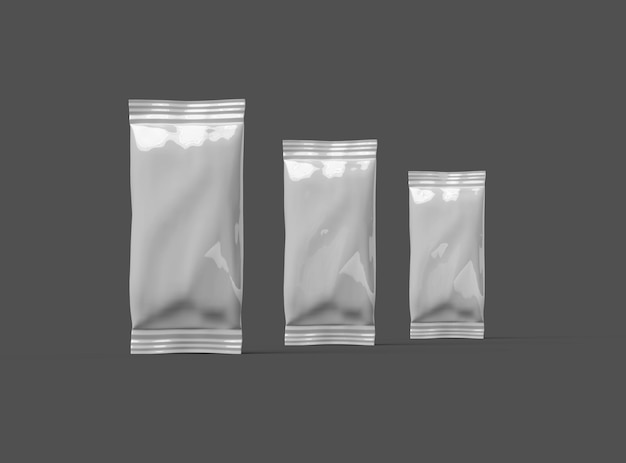 Modèle de maquette rendu en 3D pour un emballage de crème glacée scellé générique brillant sur fond transparent
