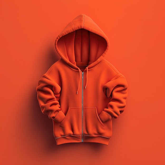 Un modèle de maquette de sweat à capuche orange vierge Generative ai