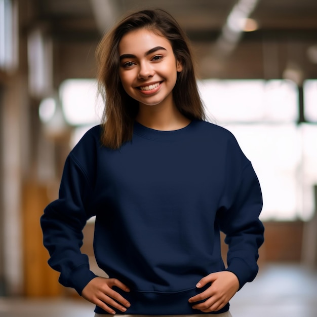 Modèle de maquette en sweat-shirt noir en blanc sans motif