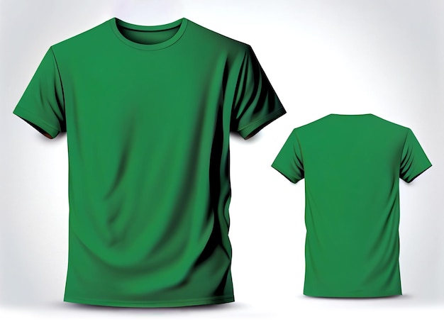 Modèle de maquette de T-shirt vert foncé Vues avant arrière avec espace de copie