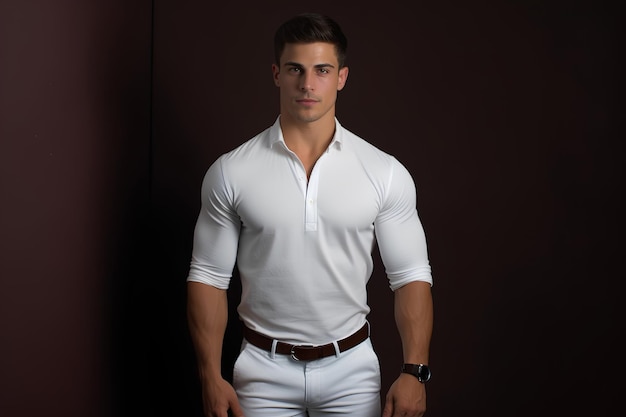 Modèle masculin en chemise blanche modèle de pose différent