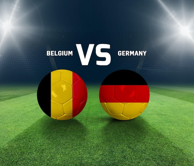 Modèle de match de football. Belgique vs Allemagne Modèle de jour de match.