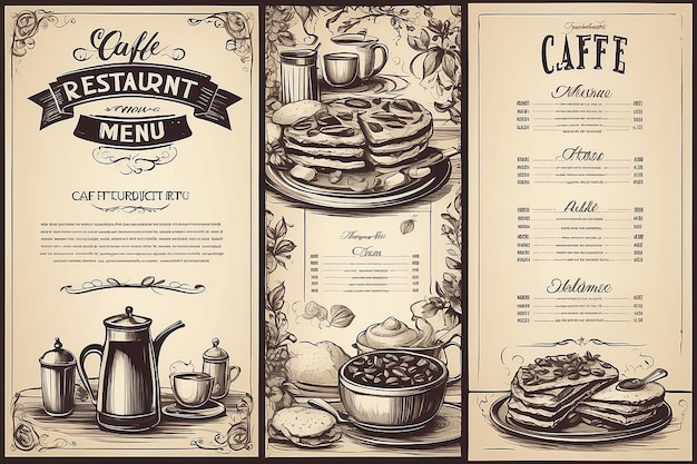 Photo modèle de menu du restaurant identité du café illustration vectorielle