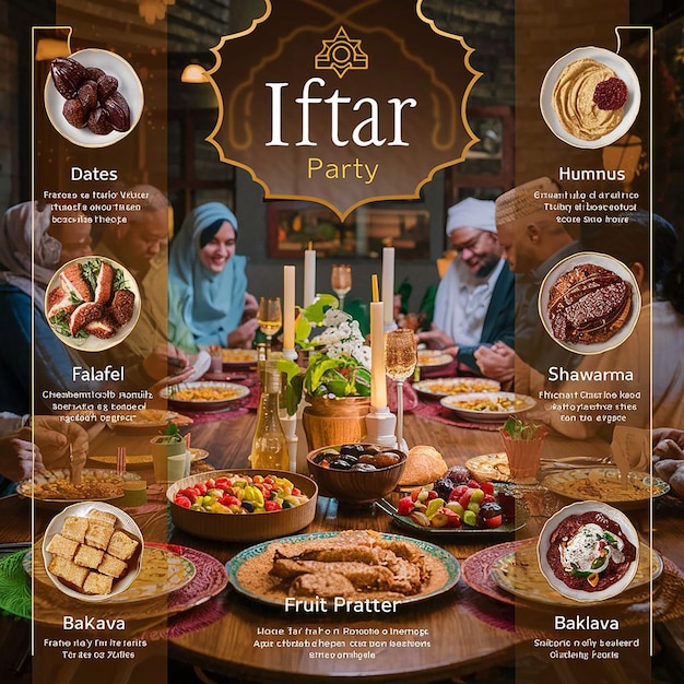 Photo modèle de menu de fête iftar réaliste