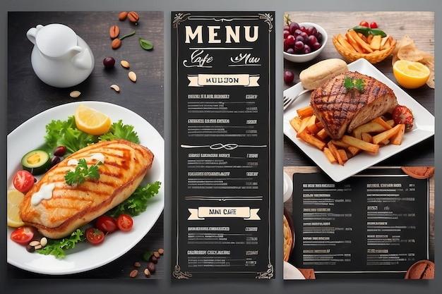 Photo modèle de menu d'un restaurant ou d'un café