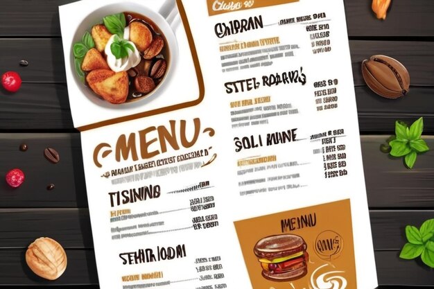 Modèle de menu d'un restaurant ou d'un café