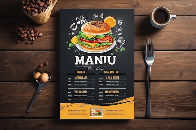 Modèle de menu d'un restaurant ou d'un café