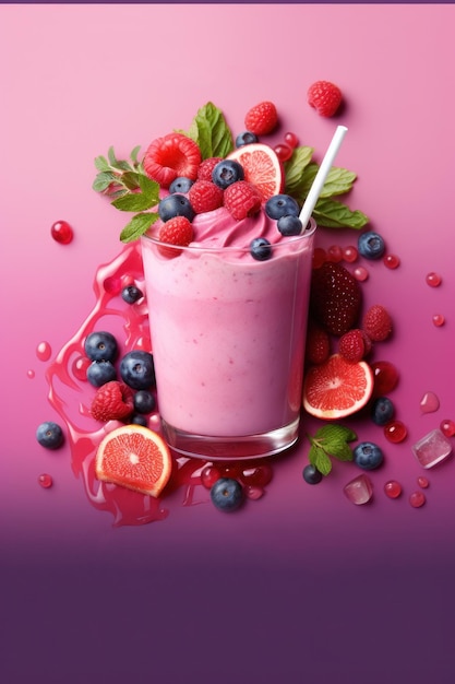 Modèle de menu de smoothie Illustration générée par l'IA