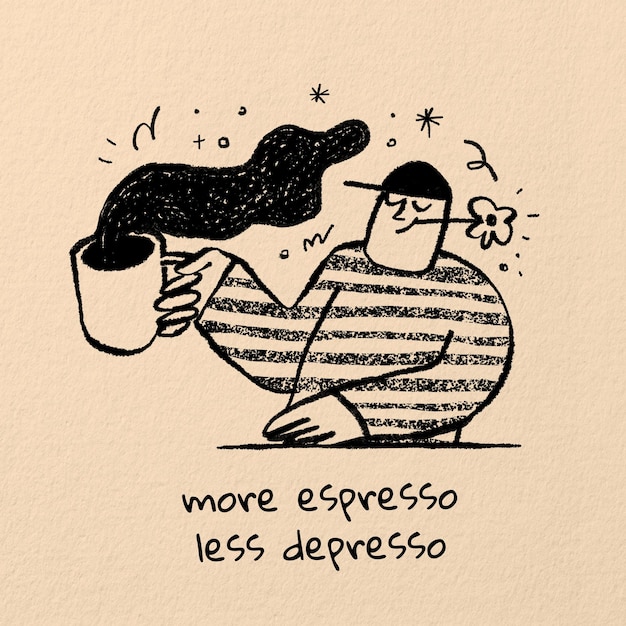 Modèle de message de citation de café drôle