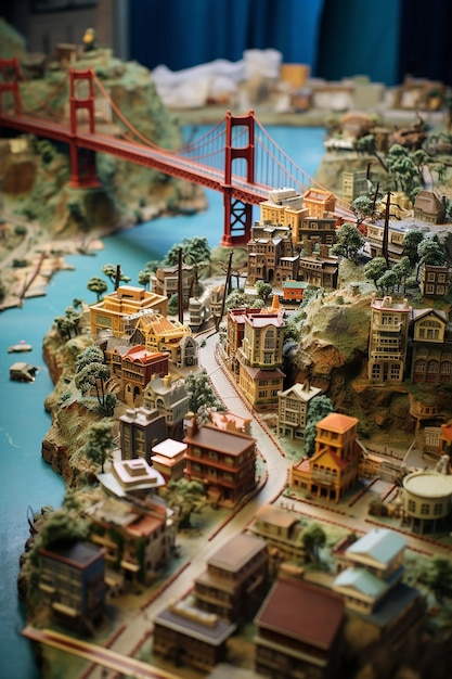 un modèle miniature détaillé de San Francisco utilisant plusieurs matériaux