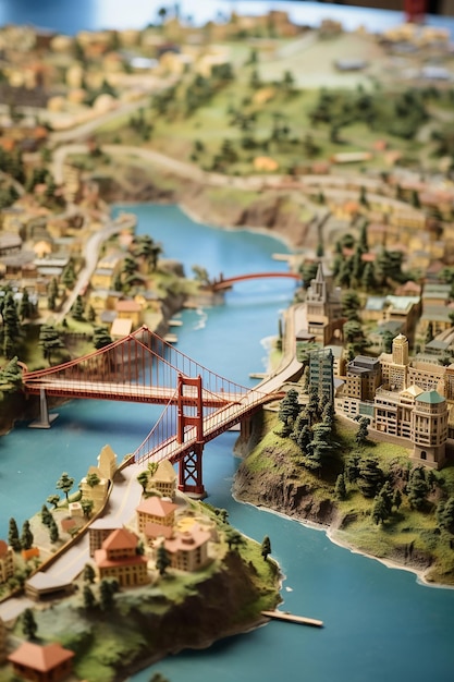 un modèle miniature détaillé de San Francisco utilisant plusieurs matériaux