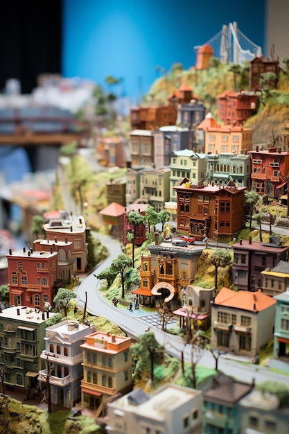 un modèle miniature détaillé de San Francisco utilisant plusieurs matériaux