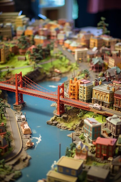 un modèle miniature détaillé de San Francisco utilisant plusieurs matériaux