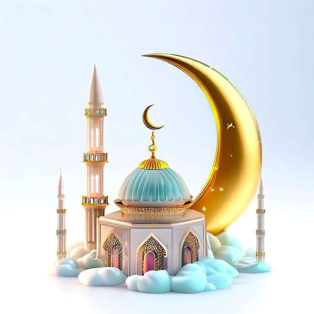 Un modèle miniature d'une mosquée et d'une lune.