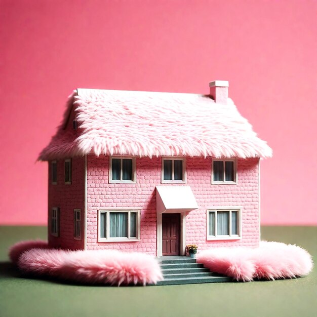 Modèle miniature rose d'une maison moderne