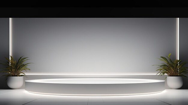 Photo modèle minimaliste avec une présentation élégante panneaux blancs éclairage caché et détails d'ombre