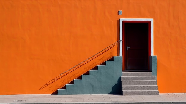 Modèle de mise en page contemporain pour la conception de la décoration Orange Wall avec un modèle de marches de porte arrière-plan de style de luxe