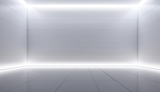 Photo modèle moderne lumineux avec des panneaux blancs propres éclairage caché qui projette des ombres nettes