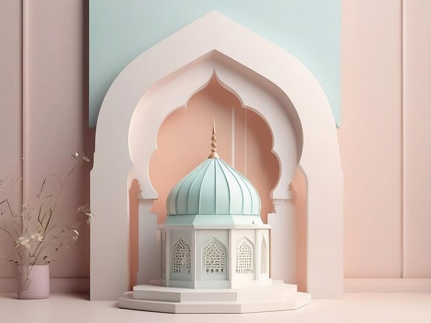 Photo un modèle d'une mosquée bleue avec un dôme bleu au sommet